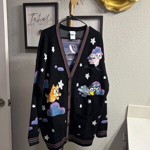 Stylish Black Cartoon Character Cardigan